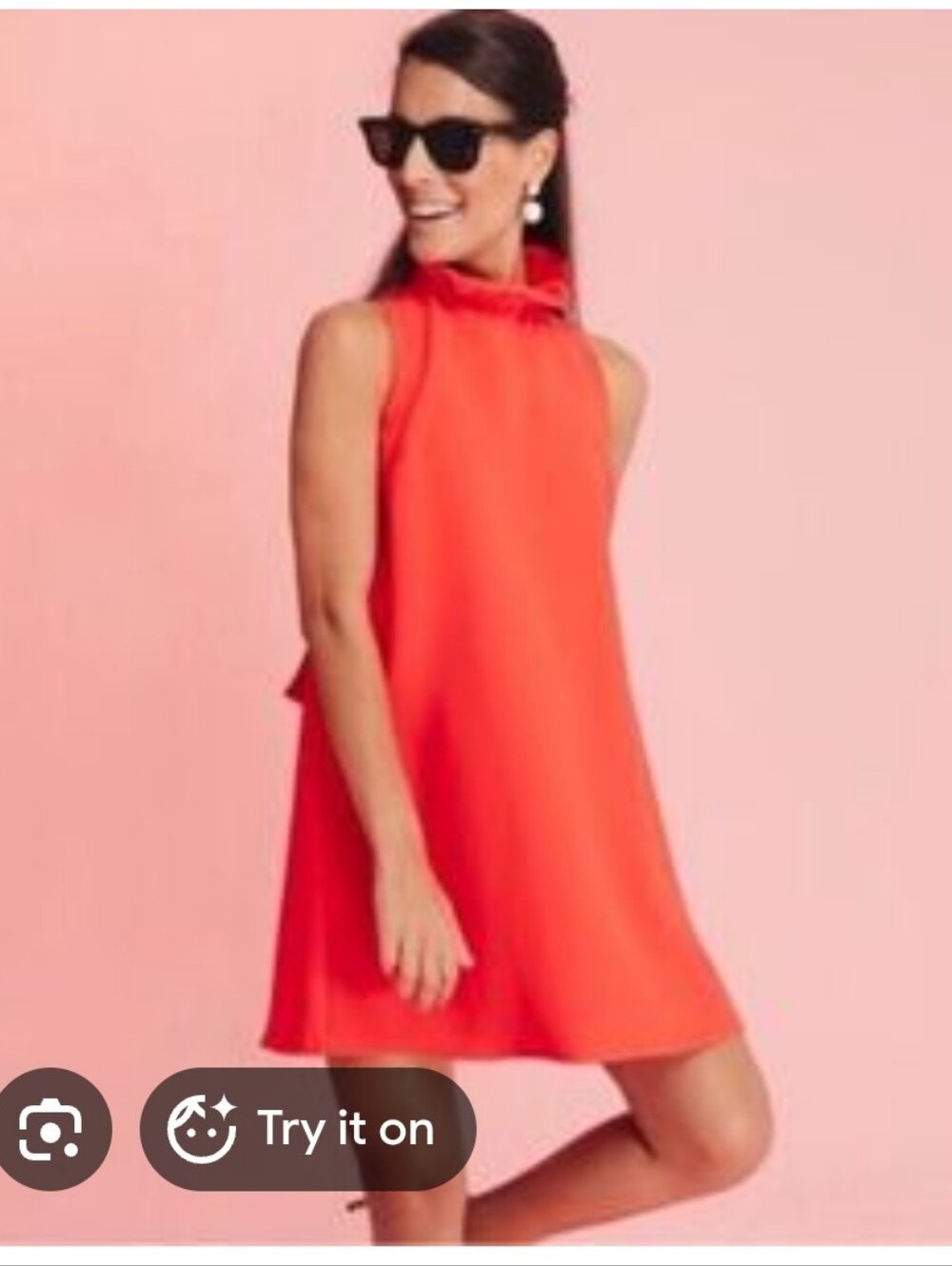 DO+BE Sleeveless Mock Neck Shift Dress in Coral Size S